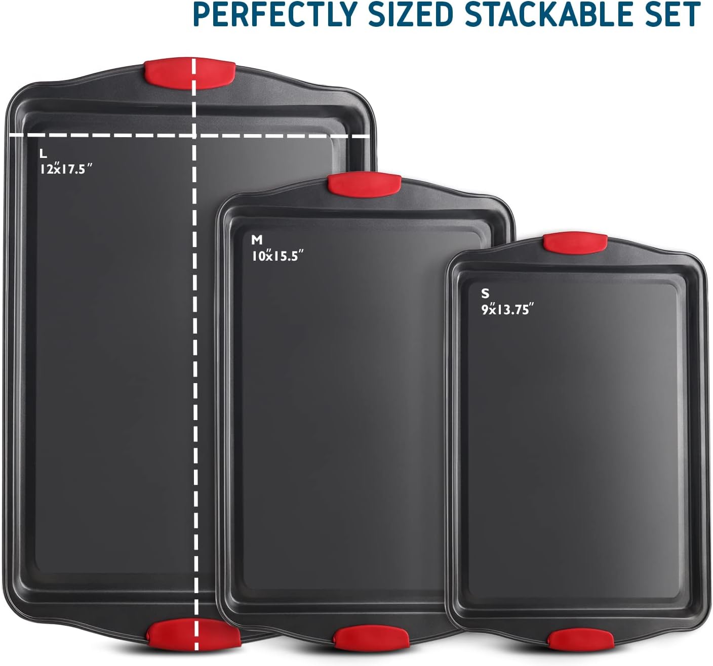 15-Piece Premium Nonstick Bakeware Set — BPA Free, Silicone Handles - 3-Piece - Image 14