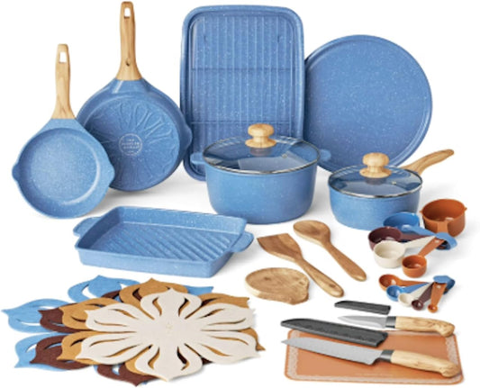 32-Piece Ceramic Nonstick Cookware Set with Utensils & Bakeware