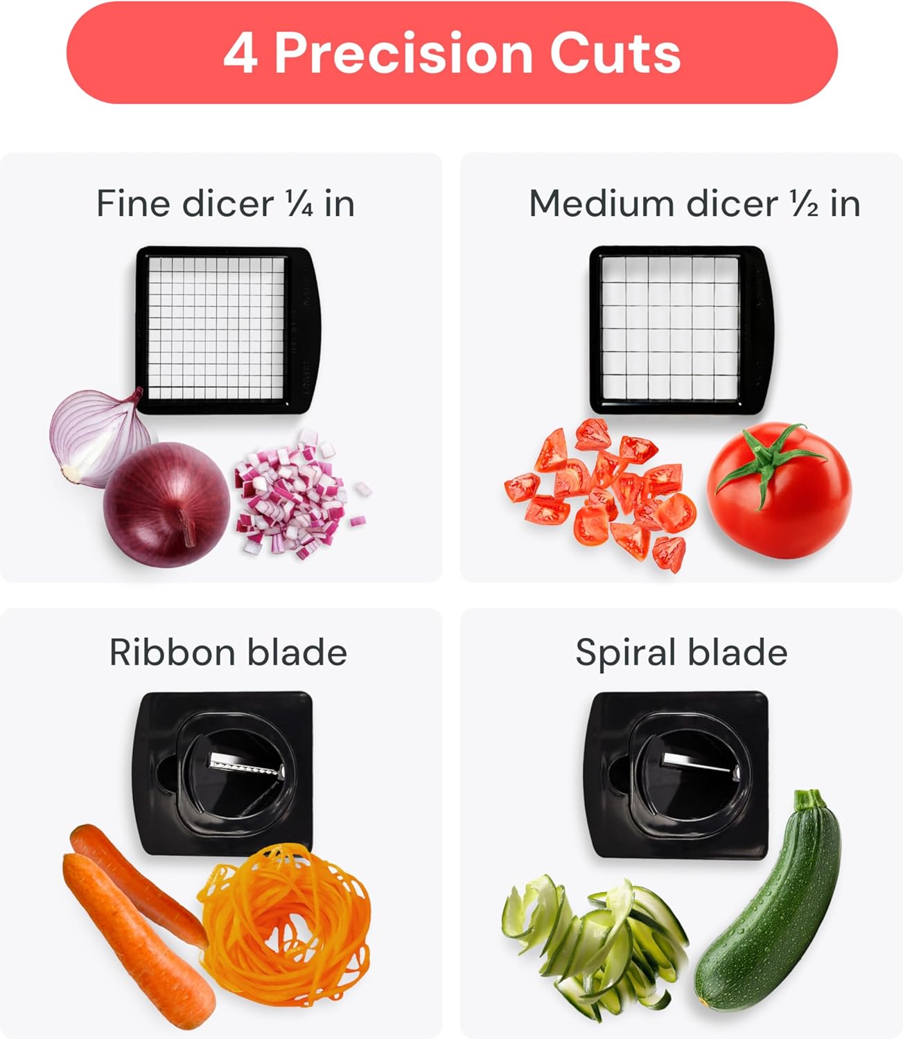 4-in-1 Vegetable Chopper & Spiralizer with Container - Image 4