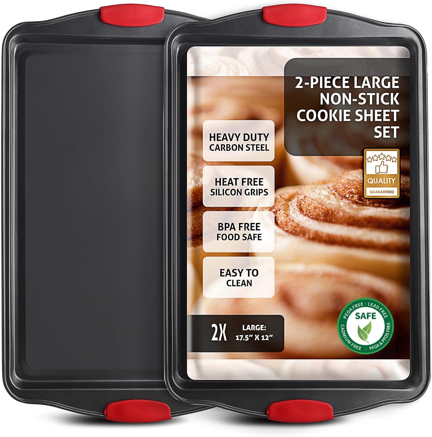 15-Piece Premium Nonstick Bakeware Set — BPA Free, Silicone Handles - 2-Piece (Large)