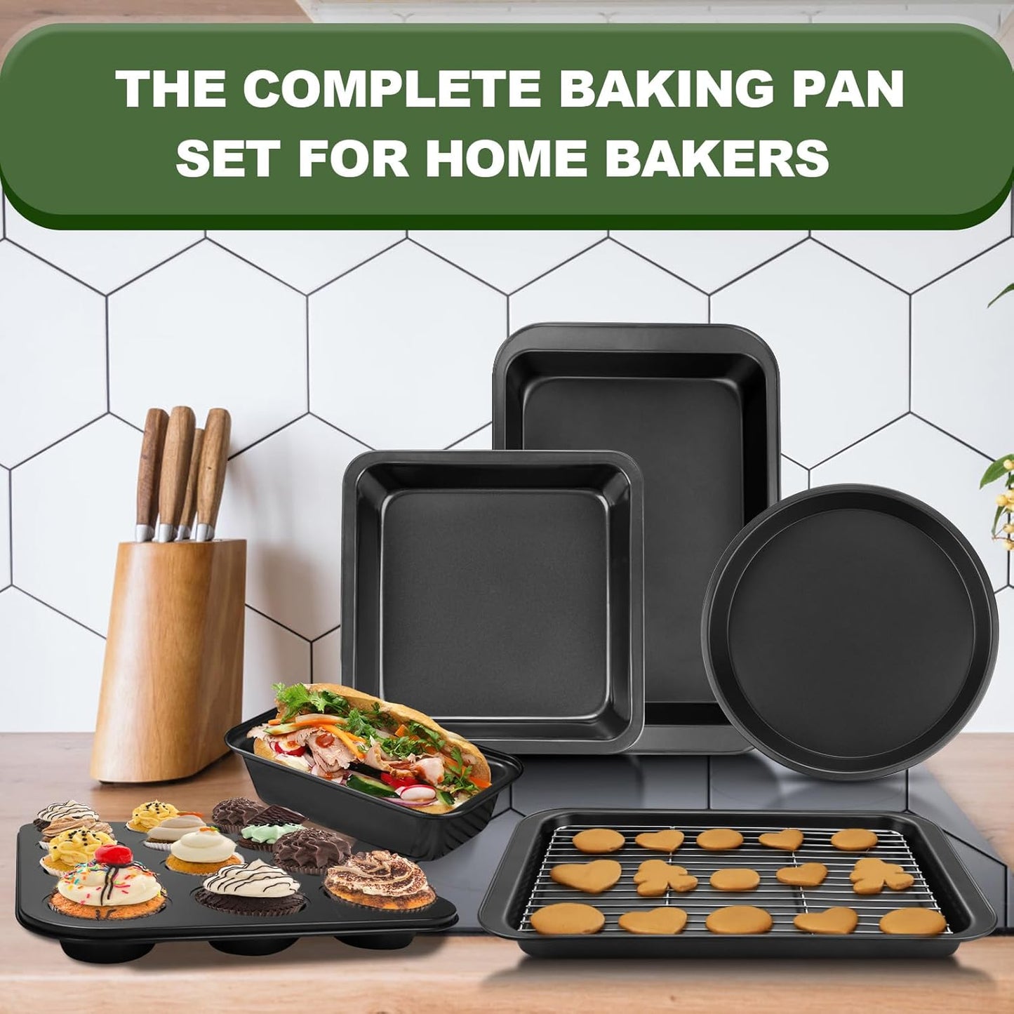 7-Piece Nonstick Bakeware Set — Carbon Steel, Wider Grips - Image 4