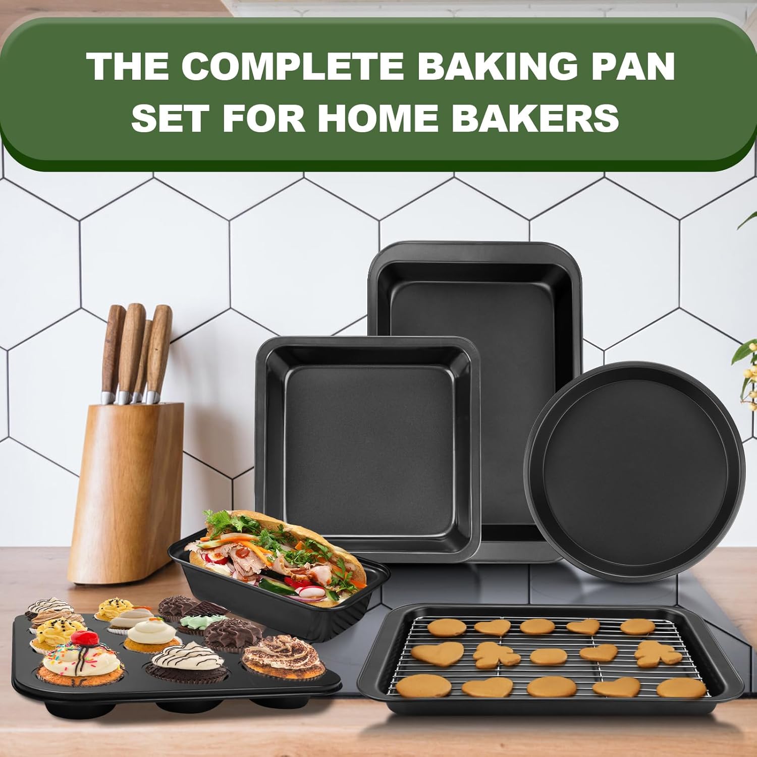 7-Piece Nonstick Bakeware Set — Carbon Steel, Wider Grips - Image 4