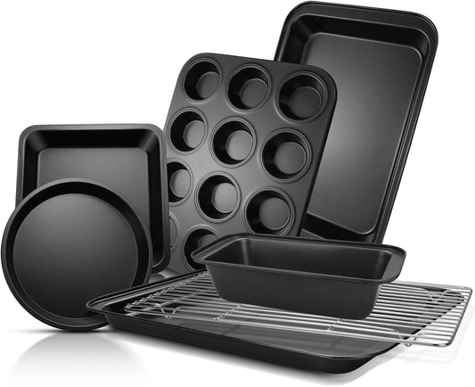 7-Piece Nonstick Bakeware Set — Carbon Steel, Wider Grips