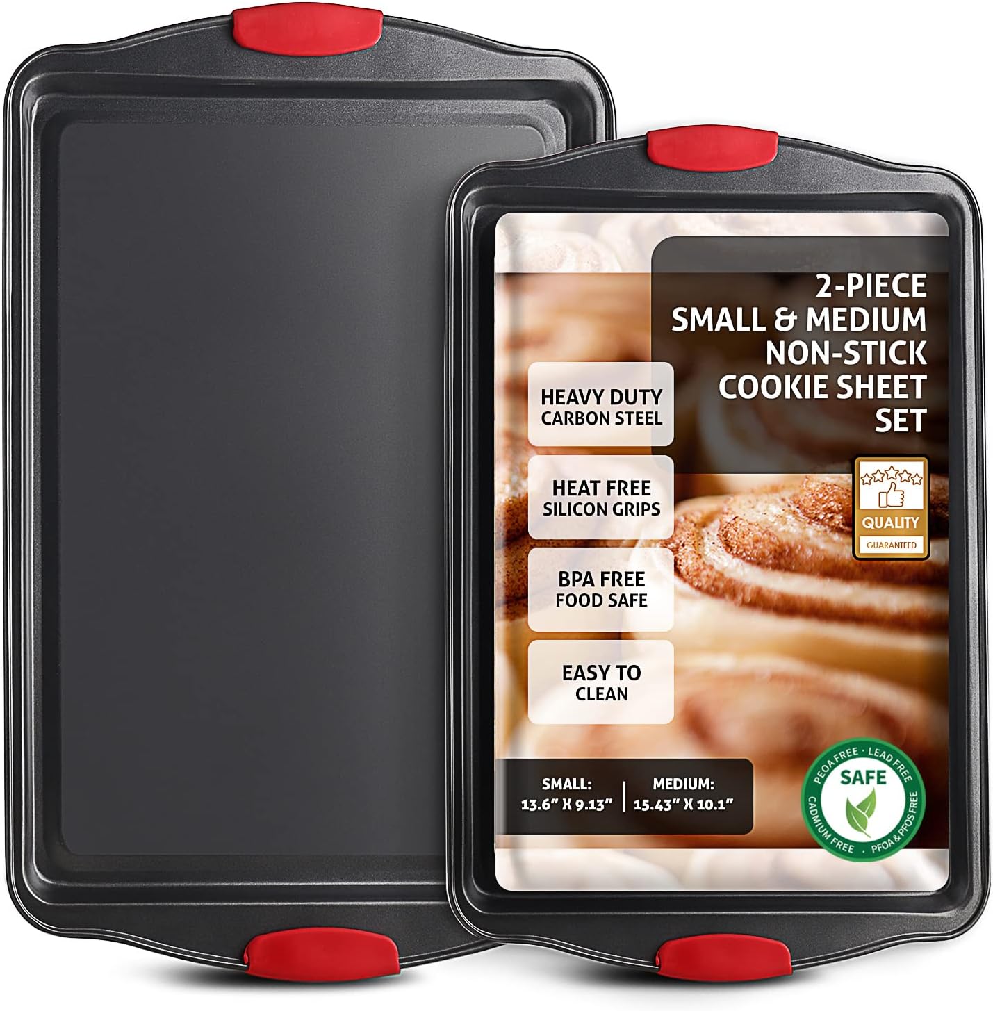 15-Piece Premium Nonstick Bakeware Set — BPA Free, Silicone Handles - 2-Piece (Small & Medium)