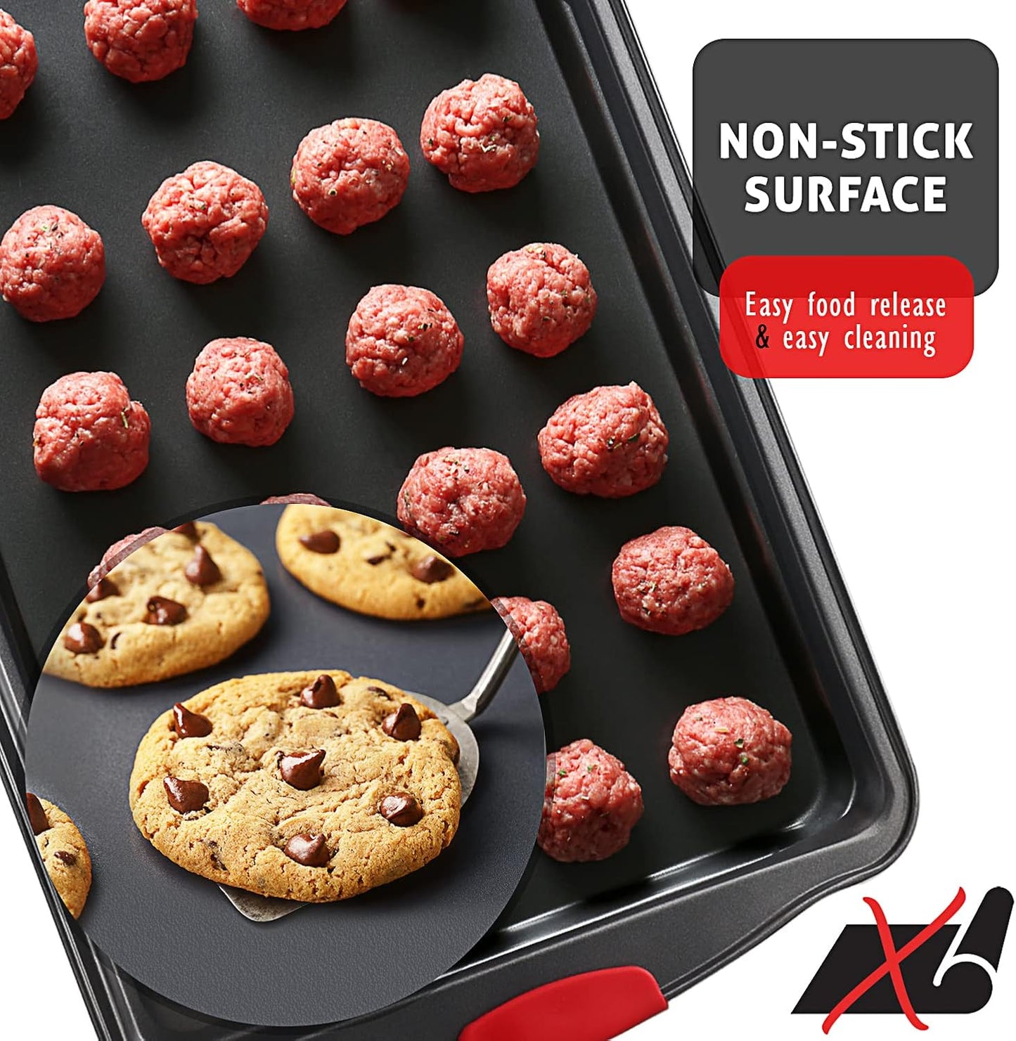 15-Piece Premium Nonstick Bakeware Set — BPA Free, Silicone Handles - Black - Image 3