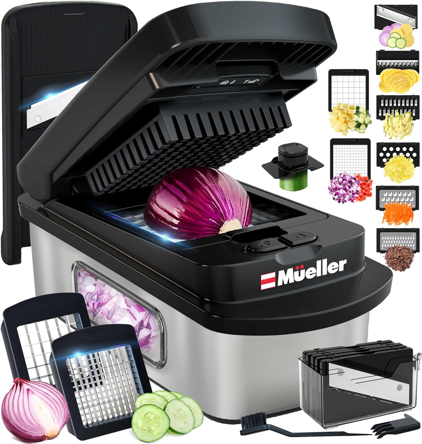 10-in-1 Vegetable Chopper with 8 Stainless Steel Blades - 8 Blade