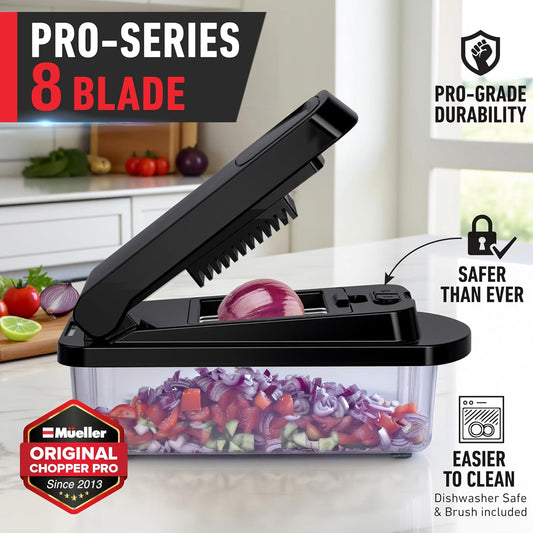 10-in-1 Vegetable Chopper with 8 Stainless Steel Blades - Black - Image 2