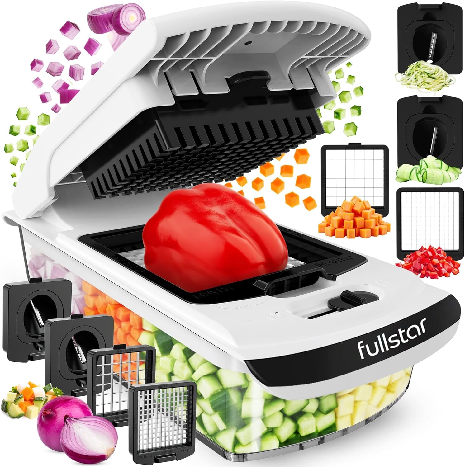 4-in-1 Vegetable Chopper & Spiralizer with Container