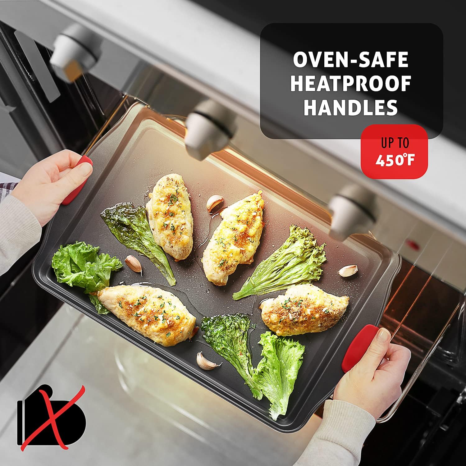 15-Piece Premium Nonstick Bakeware Set — BPA Free, Silicone Handles - Black - Image 4
