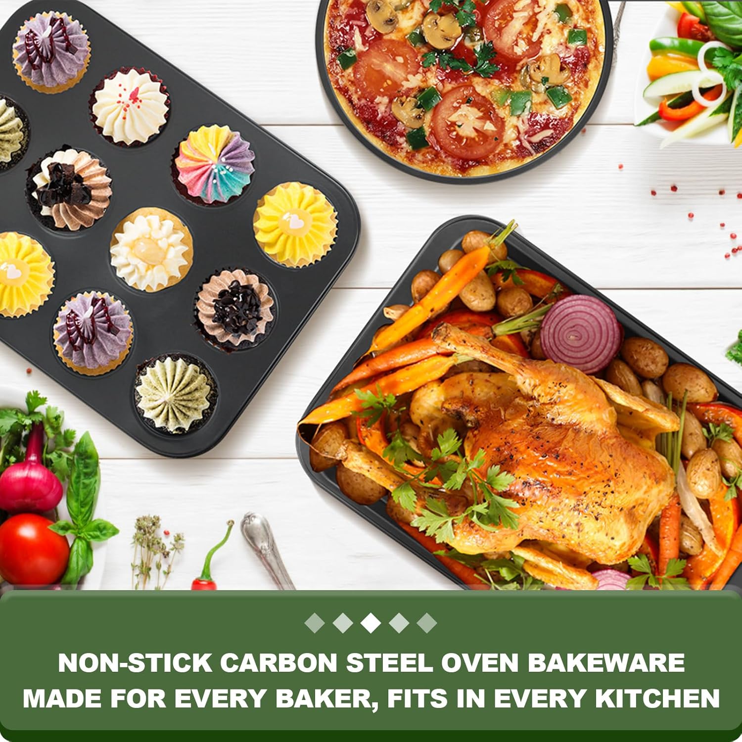 7-Piece Nonstick Bakeware Set — Carbon Steel, Wider Grips - Image 6