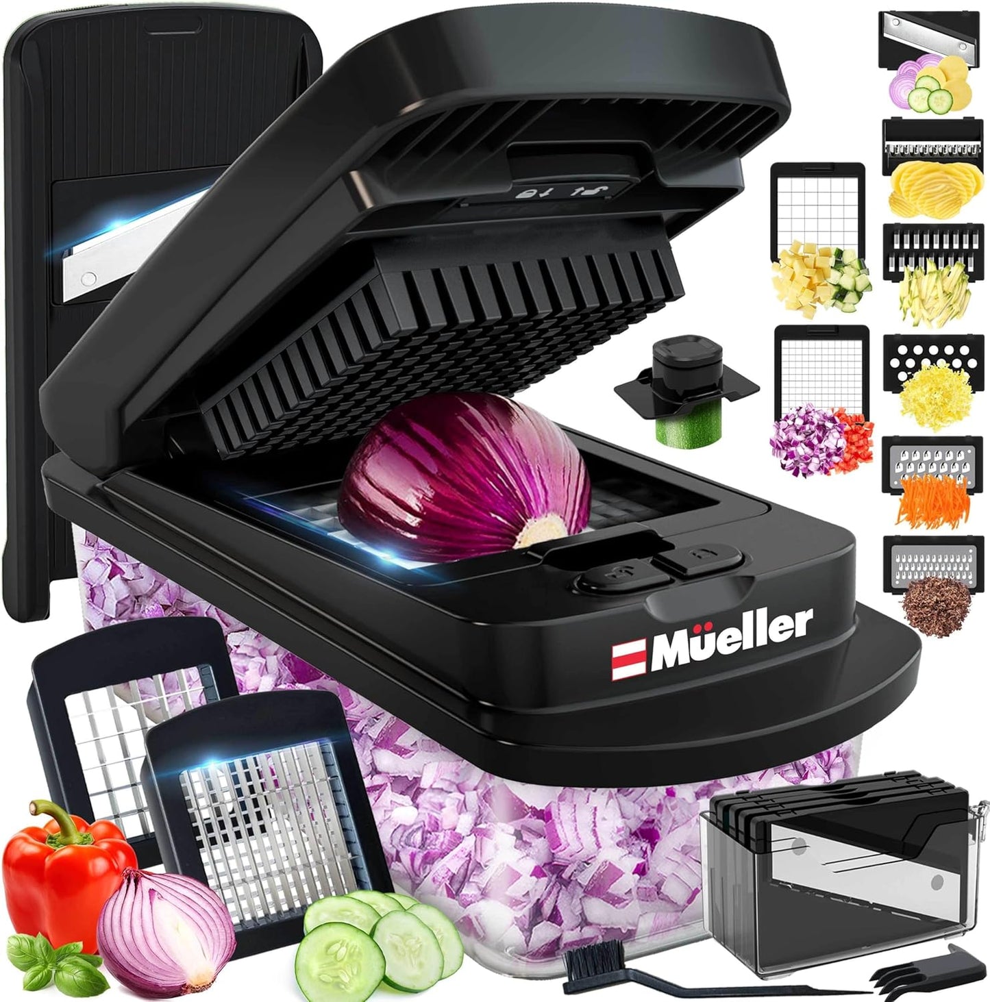 10-in-1 Vegetable Chopper with 8 Stainless Steel Blades