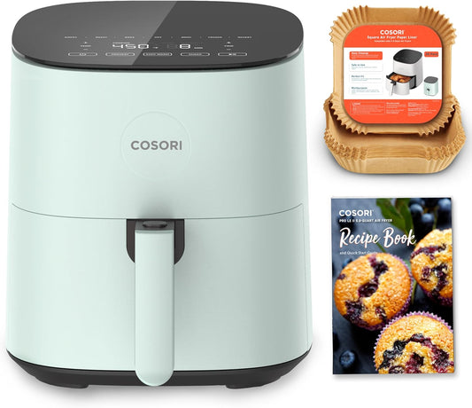 Compact Air Fryer 5QT — Ceramic Coated, 7 Presets - Green