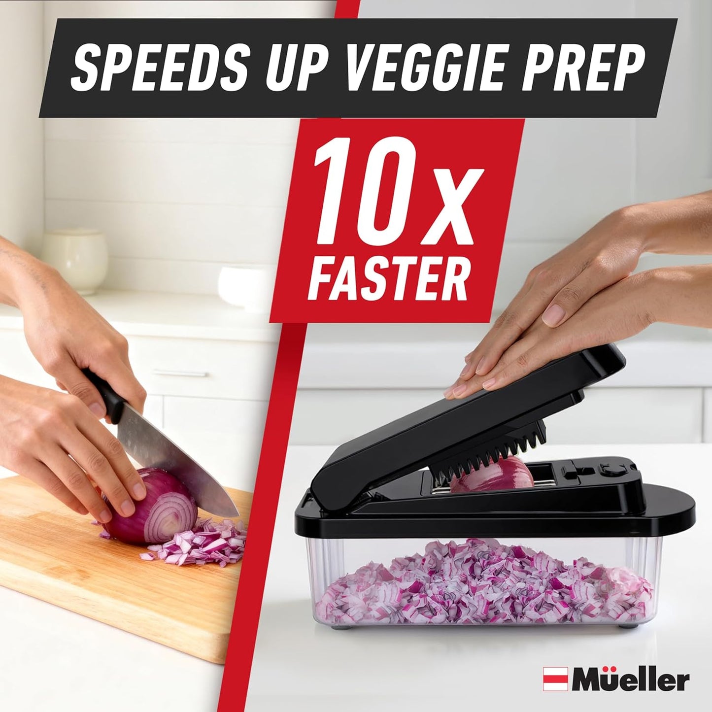 10-in-1 Vegetable Chopper with 8 Stainless Steel Blades - Black - Image 3